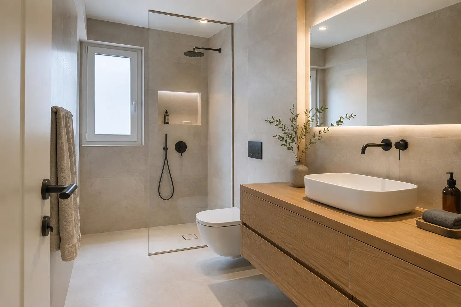 Representative visual of a completed bathroom renovation in Neos Kosmos