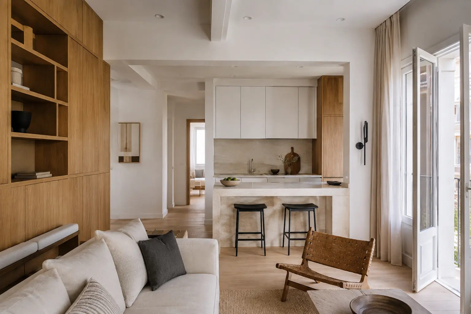 Representative visual of a compact completed apartment renovation in Syntagma